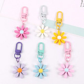 Modes margrietiņa atslēgu piekariņš korejiešu stila ziedu atslēgu piekariņš meitenei jauks atslēgu piekariņš austiņu vāciņš somiņa mugursoma rotājumi aksesuāri
