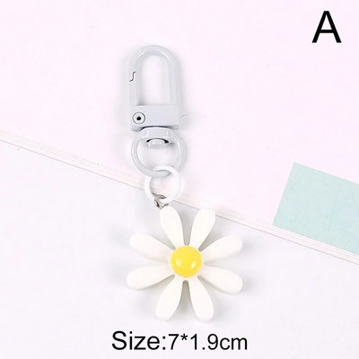 Modes margrietiņa atslēgu piekariņš korejiešu stila ziedu atslēgu piekariņš meitenei jauks atslēgu piekariņš austiņu vāciņš somiņa mugursoma rotājumi aksesuāri