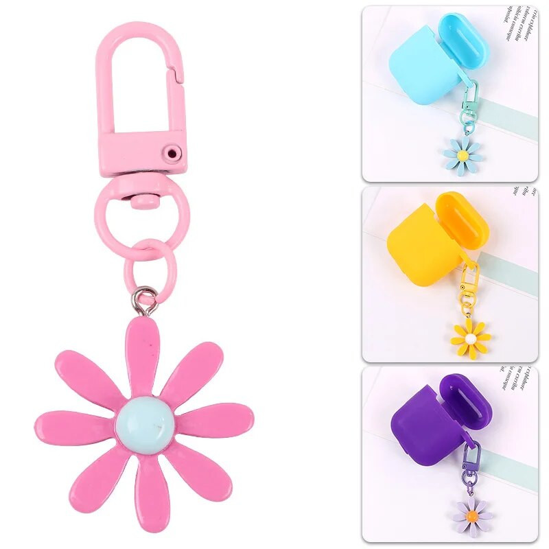 Modes margrietiņa atslēgu piekariņš korejiešu stila ziedu atslēgu piekariņš meitenei jauks atslēgu piekariņš austiņu vāciņš somiņa mugursoma rotājumi aksesuāri