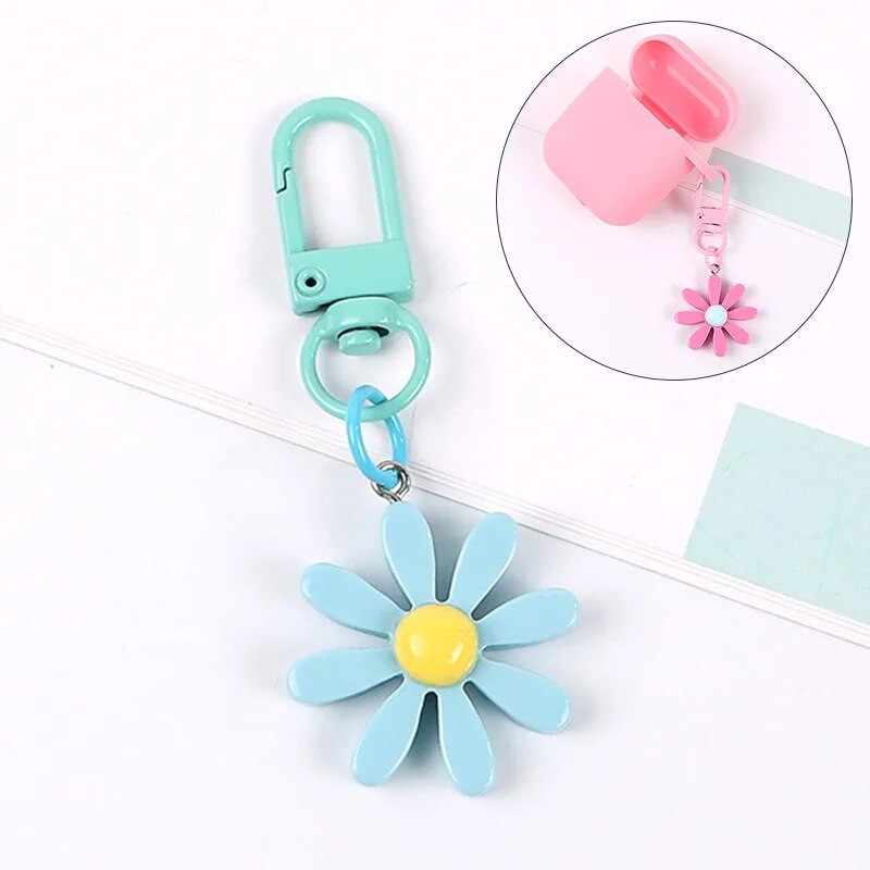 Modes margrietiņa atslēgu piekariņš korejiešu stila ziedu atslēgu piekariņš meitenei jauks atslēgu piekariņš austiņu vāciņš somiņa mugursoma rotājumi aksesuāri