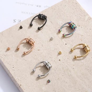 Γυναικεία Fake Piercing Ring Hoop Septum Non Piercing Nose Clip Rock HipHoop inox Steel Magnet Fashion Punk Body Jewelry