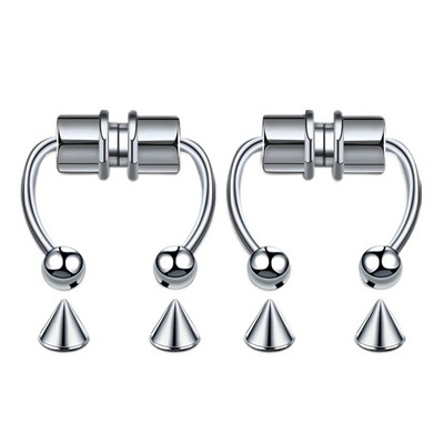 Sieviešu viltus pīrsings deguna gredzena stīpa starpsienas bez pīrsinga deguna skava Rock HipHoop nerūsējošā tērauda magnēts modes punk ķermeņa rotaslietas