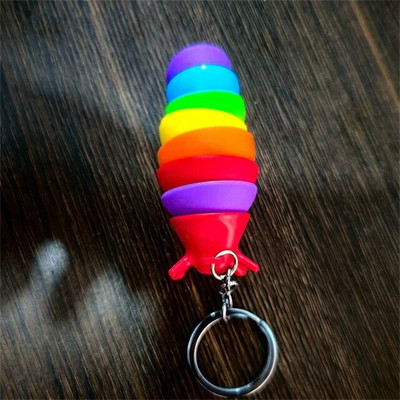 Mini Fidget Slug Keychain Toys Τρισδιάστατα αρθρωτά Stretch Caterpillar Sensory Stress Relief Εύκαμπτα κρεμαστά μπρελόκ για παιχνίδια χεριών
