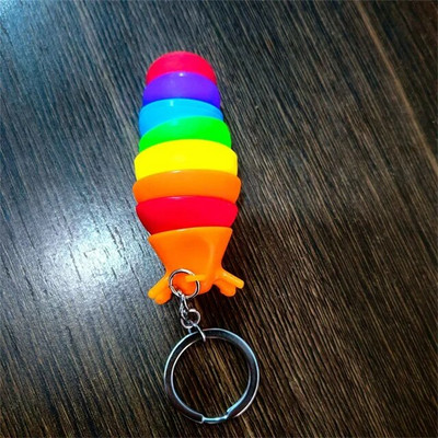Mini Fidget Slug Keychain Toys Τρισδιάστατα αρθρωτά Stretch Caterpillar Sensory Stress Relief Εύκαμπτα κρεμαστά μπρελόκ για παιχνίδια χεριών