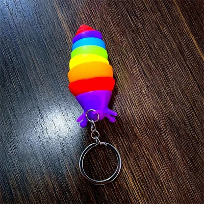 Mini Fidget Slug Keychain Toys Τρισδιάστατα αρθρωτά Stretch Caterpillar Sensory Stress Relief Εύκαμπτα κρεμαστά μπρελόκ για παιχνίδια χεριών