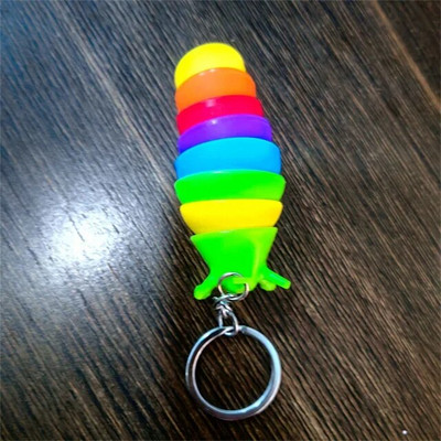 Mini Fidget Slug Keychain Toys Τρισδιάστατα αρθρωτά Stretch Caterpillar Sensory Stress Relief Εύκαμπτα κρεμαστά μπρελόκ για παιχνίδια χεριών