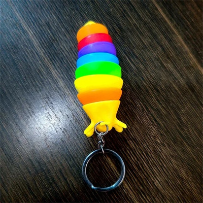 Mini Fidget Slug Keychain Toys Τρισδιάστατα αρθρωτά Stretch Caterpillar Sensory Stress Relief Εύκαμπτα κρεμαστά μπρελόκ για παιχνίδια χεριών