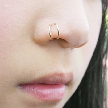 Κοσμήματα μύτης 1 τεμαχίου διπλών στρωμάτων από ανοξείδωτο ατσάλι για γυναίκες 20G κρίκους Twist Cartilage Tragus Septum Piercings Body Jewelry
