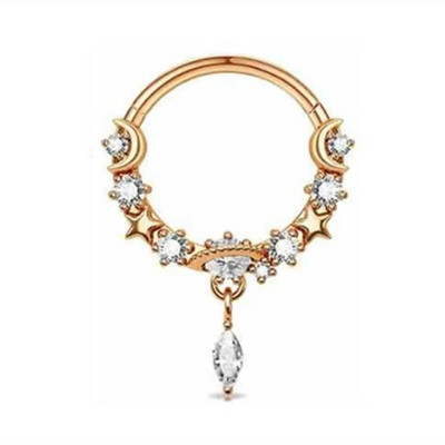 Μόδα κρυστάλλινο ανοξείδωτο ατσάλι με στεφάνι κρίκερ μύτης δαχτυλίδι Γυναικεία Tragus Cartilage Helix Piercing Hoop Σκουλαρίκια Κοσμήματα