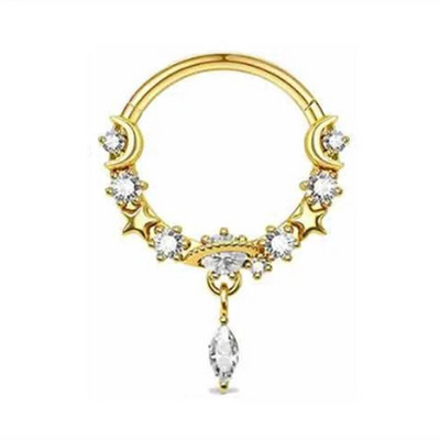 Μόδα κρυστάλλινο ανοξείδωτο ατσάλι με στεφάνι κρίκερ μύτης δαχτυλίδι Γυναικεία Tragus Cartilage Helix Piercing Hoop Σκουλαρίκια Κοσμήματα