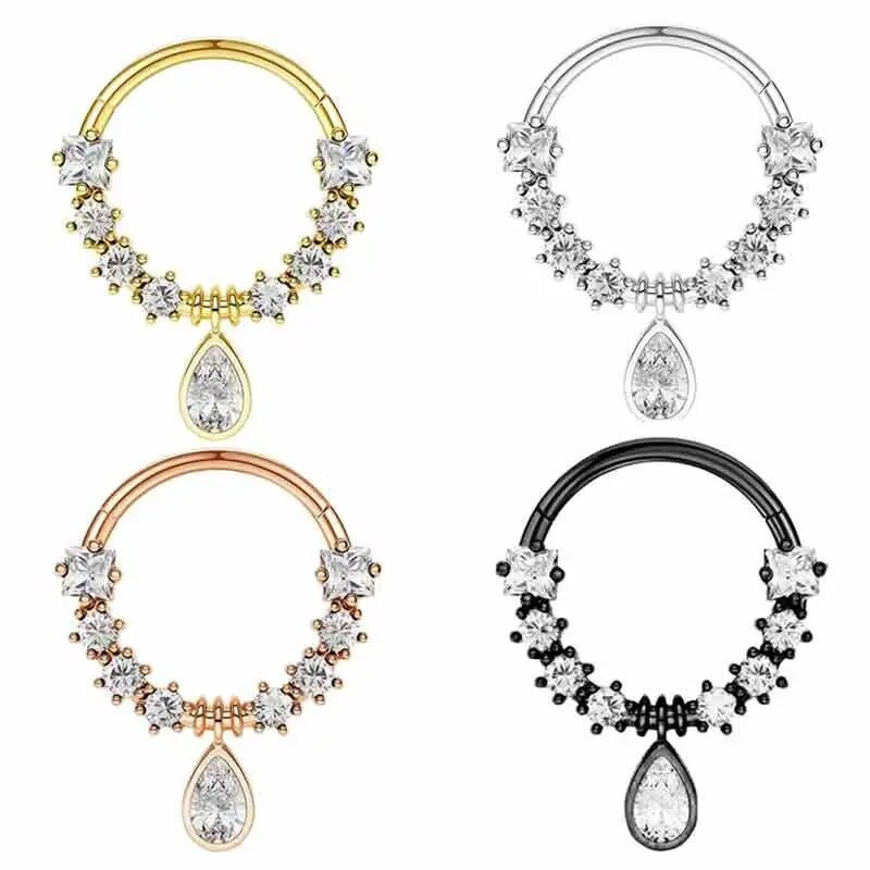 Μόδα κρυστάλλινο ανοξείδωτο ατσάλι με στεφάνι κρίκερ μύτης δαχτυλίδι Γυναικεία Tragus Cartilage Helix Piercing Hoop Σκουλαρίκια Κοσμήματα