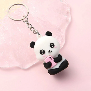 2023Novelties Cute Cartoon Couple Panda Μπρελόκ Κρεμαστό Τσάντα αυτοκινήτου Μπρελόκ για γυναίκες Δώρο κοσμημάτων