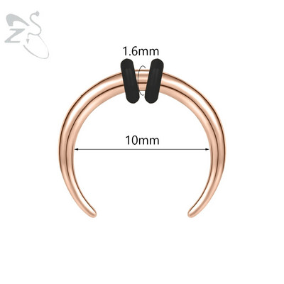 ZS 1PC 2G/4G/6G C formas Buffalo raga deguna pīrsings nerūsējošā tērauda pincher starpsienas gredzens pankroka nestuves paplašinātājs 8/10/11/12mm