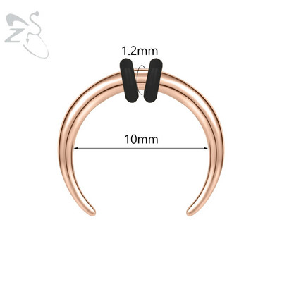 ZS 1PC 2G/4G/6G C formas Buffalo raga deguna pīrsings nerūsējošā tērauda pincher starpsienas gredzens pankroka nestuves paplašinātājs 8/10/11/12mm