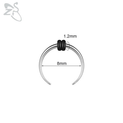 ZS 1PC 2G/4G/6G C formas Buffalo raga deguna pīrsings nerūsējošā tērauda pincher starpsienas gredzens pankroka nestuves paplašinātājs 8/10/11/12mm