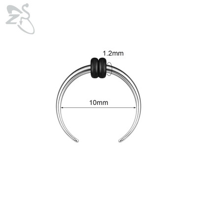 ZS 1PC 2G/4G/6G C formas Buffalo raga deguna pīrsings nerūsējošā tērauda pincher starpsienas gredzens pankroka nestuves paplašinātājs 8/10/11/12mm