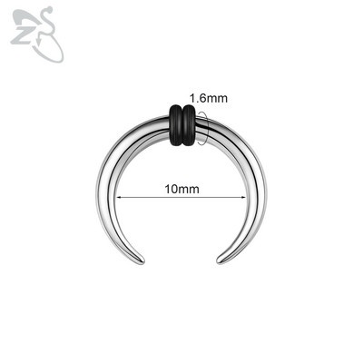 ZS 1PC 2G/4G/6G C formas Buffalo raga deguna pīrsings nerūsējošā tērauda pincher starpsienas gredzens pankroka nestuves paplašinātājs 8/10/11/12mm