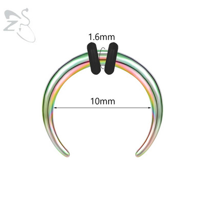 ZS 1PC 2G/4G/6G C formas Buffalo raga deguna pīrsings nerūsējošā tērauda pincher starpsienas gredzens pankroka nestuves paplašinātājs 8/10/11/12mm
