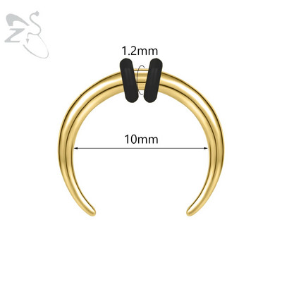 ZS 1PC 2G/4G/6G C formas Buffalo raga deguna pīrsings nerūsējošā tērauda pincher starpsienas gredzens pankroka nestuves paplašinātājs 8/10/11/12mm