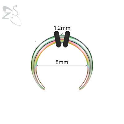 ZS 1PC 2G/4G/6G C formas Buffalo raga deguna pīrsings nerūsējošā tērauda pincher starpsienas gredzens pankroka nestuves paplašinātājs 8/10/11/12mm