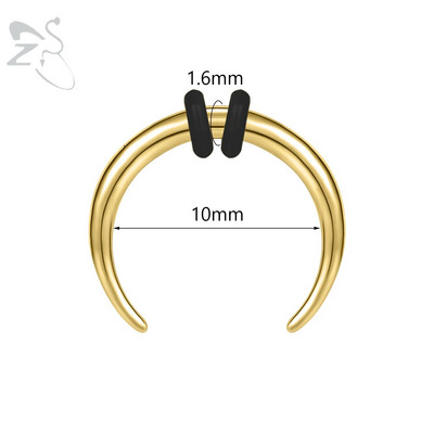 ZS 1PC 2G/4G/6G C formas Buffalo raga deguna pīrsings nerūsējošā tērauda pincher starpsienas gredzens pankroka nestuves paplašinātājs 8/10/11/12mm