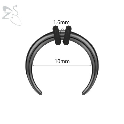 ZS 1PC 2G/4G/6G C formas Buffalo raga deguna pīrsings nerūsējošā tērauda pincher starpsienas gredzens pankroka nestuves paplašinātājs 8/10/11/12mm