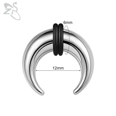 ZS 1PC 2G/4G/6G C formas Buffalo raga deguna pīrsings nerūsējošā tērauda pincher starpsienas gredzens pankroka nestuves paplašinātājs 8/10/11/12mm