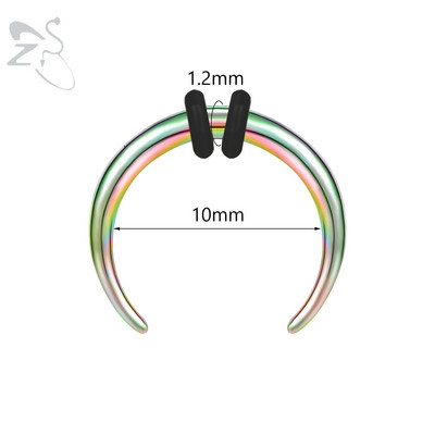 ZS 1PC 2G/4G/6G C formas Buffalo raga deguna pīrsings nerūsējošā tērauda pincher starpsienas gredzens pankroka nestuves paplašinātājs 8/10/11/12mm