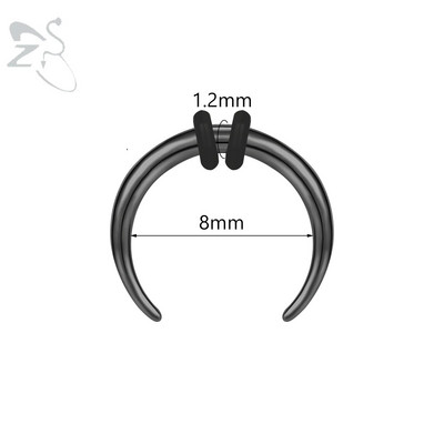 ZS 1PC 2G/4G/6G C formas Buffalo raga deguna pīrsings nerūsējošā tērauda pincher starpsienas gredzens pankroka nestuves paplašinātājs 8/10/11/12mm