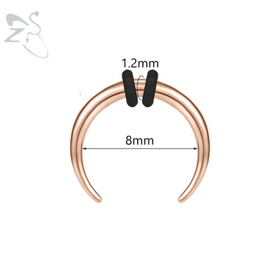 ZS 1PC 2G/4G/6G C formas Buffalo raga deguna pīrsings nerūsējošā tērauda pincher starpsienas gredzens pankroka nestuves paplašinātājs 8/10/11/12mm