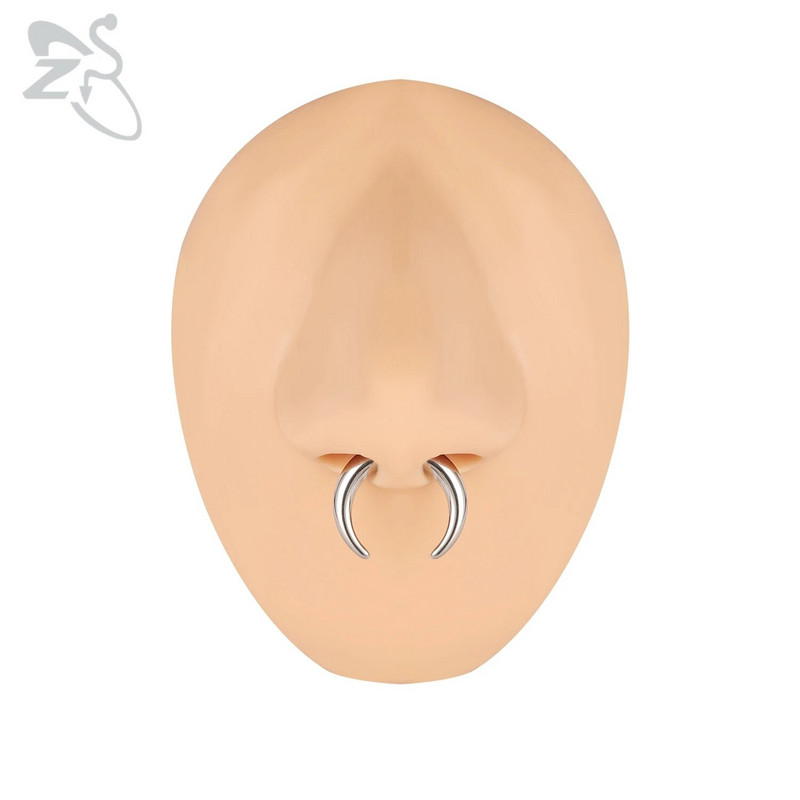 ZS 1PC 2G/4G/6G C formas Buffalo raga deguna pīrsings nerūsējošā tērauda pincher starpsienas gredzens pankroka nestuves paplašinātājs 8/10/11/12mm