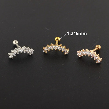 Σκουλαρίκι Piercing από ανοξείδωτο ατσάλι για γυναίκες Zircon CZ Cartilage Piercing Helix Daith Conch Tragus Rook Lobe Earring Earring