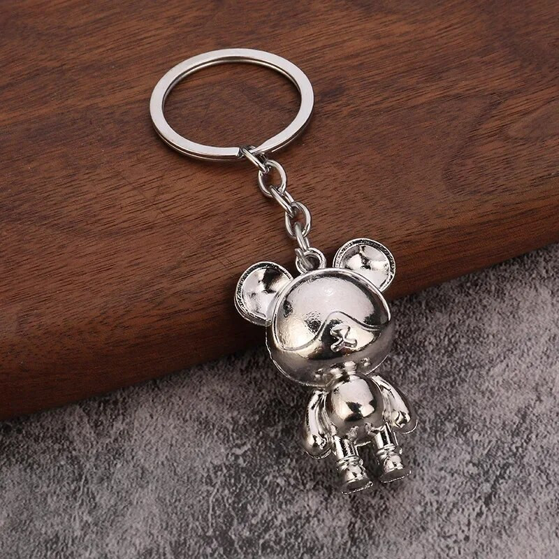 Izsmalcināts radošs cinka sakausējuma vardarbīgs lācis atslēgu piekariņš Izsmalcināts, gudrs automašīnas atslēgu rotājumi soma kulons karikatūra atslēgu piekariņi rotaslietas dāvana