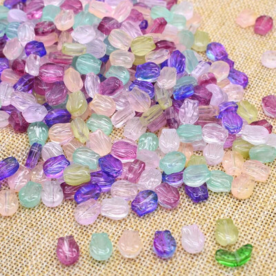 30gab 9mm Tulpes Ziedi Lampu Krelles Daudzkrāsains Stikla Flora Pērlītes Brīvas Krelles DIY Rokassprādzes Kaklarota Amatniecības piederumi