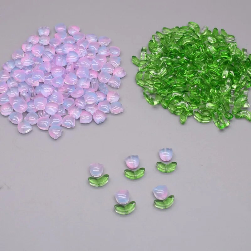 30gab 9mm Tulpes Ziedi Lampu Krelles Daudzkrāsains Stikla Flora Pērlītes Brīvas Krelles DIY Rokassprādzes Kaklarota Amatniecības piederumi