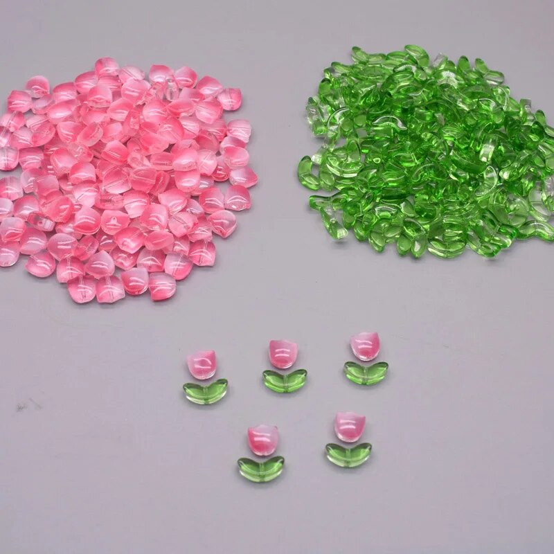 30gab 9mm Tulpes Ziedi Lampu Krelles Daudzkrāsains Stikla Flora Pērlītes Brīvas Krelles DIY Rokassprādzes Kaklarota Amatniecības piederumi