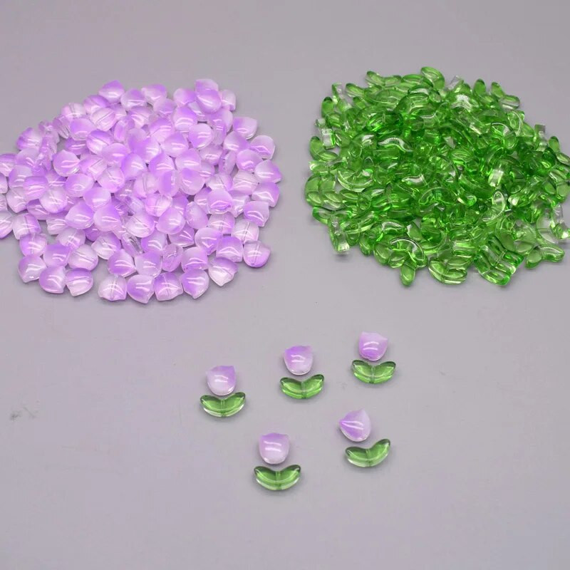 30gab 9mm Tulpes Ziedi Lampu Krelles Daudzkrāsains Stikla Flora Pērlītes Brīvas Krelles DIY Rokassprādzes Kaklarota Amatniecības piederumi
