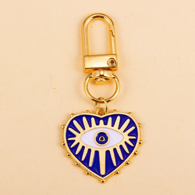 Μοντέρνα πολύχρωμα μεταλλικά Lucky Turkish Evil Eye Μπρελόκ Ρετρό Καρδιές Κρεμαστά μπρελόκ για κλειδί αυτοκινήτου Θήκη για ακουστικά Διακόσμηση Δώρο κοσμήματος