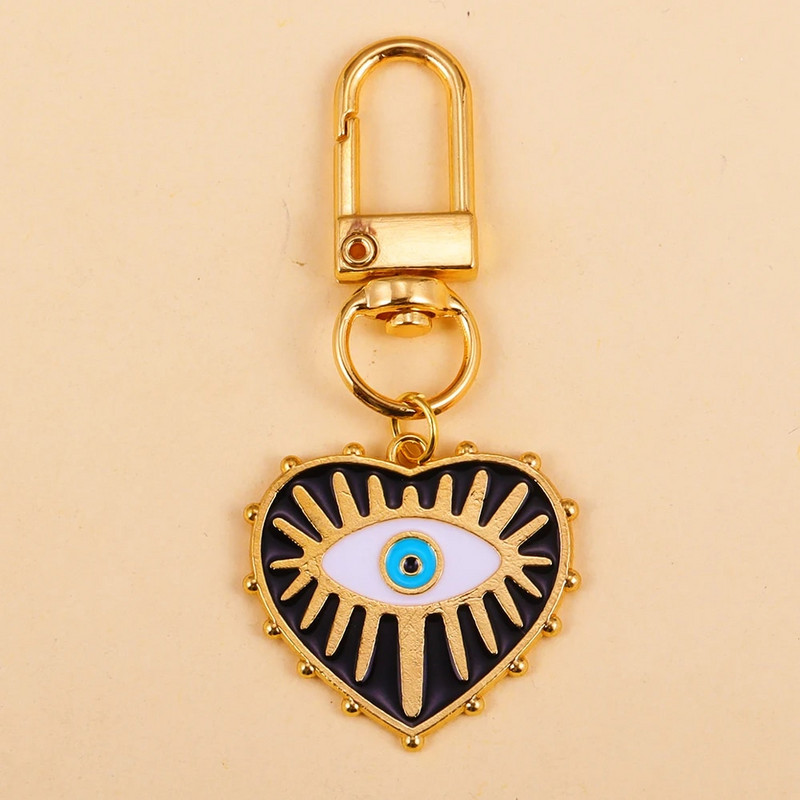 Μοντέρνα πολύχρωμα μεταλλικά Lucky Turkish Evil Eye Μπρελόκ Ρετρό Καρδιές Κρεμαστά μπρελόκ για κλειδί αυτοκινήτου Θήκη για ακουστικά Διακόσμηση Δώρο κοσμήματος