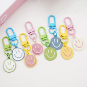 Dainy Happy Smiling Face Atslēgu piekariņš Candy Krāsa Emalja Metāla Kulons Sieviešu šarms Atslēgu soma Aksesuāri Atslēgu piekariņš