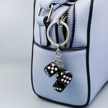 Creative Colorful Dice Keychain Fashion 3D Resin Dice Handbag μενταγιόν για γυναίκες Άνδρες θήκη κλειδιού αυτοκινήτου Αξεσουάρ κλειδιού Αστεία δώρα