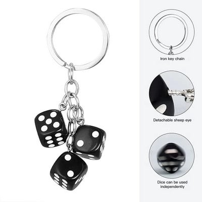 Creative Colorful Dice Keychain Fashion 3D Resin Dice Handbag μενταγιόν για γυναίκες Άνδρες θήκη κλειδιού αυτοκινήτου Αξεσουάρ κλειδιού Αστεία δώρα