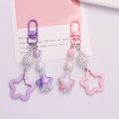 Star Charm Keychain Meiteņu mugursoma Charm Austiņu maciņš Aksesuārs Automašīnas atslēgu piekariņš Rotaslietas Dāvanu soma Gradienta Radošas dāvanas