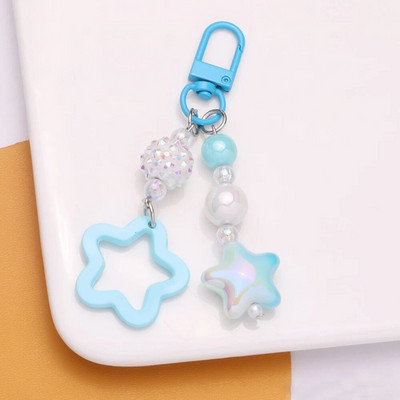 Star Charm Keychain Meiteņu mugursoma Charm Austiņu maciņš Aksesuārs Automašīnas atslēgu piekariņš Rotaslietas Dāvanu soma Gradienta Radošas dāvanas