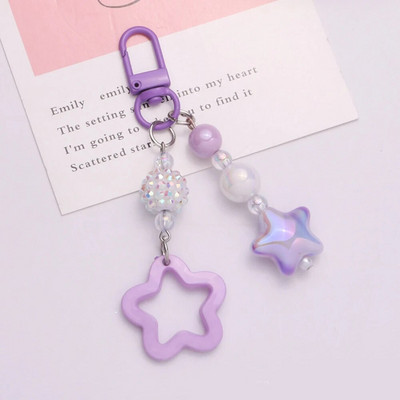 Star Charm Keychain Meiteņu mugursoma Charm Austiņu maciņš Aksesuārs Automašīnas atslēgu piekariņš Rotaslietas Dāvanu soma Gradienta Radošas dāvanas