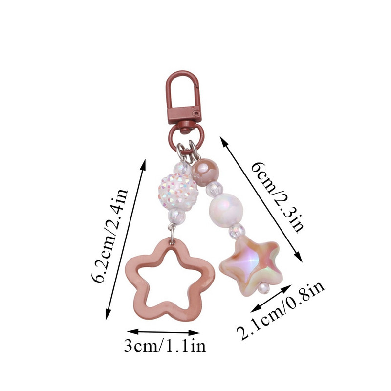 Star Charm Keychain Meiteņu mugursoma Charm Austiņu maciņš Aksesuārs Automašīnas atslēgu piekariņš Rotaslietas Dāvanu soma Gradienta Radošas dāvanas