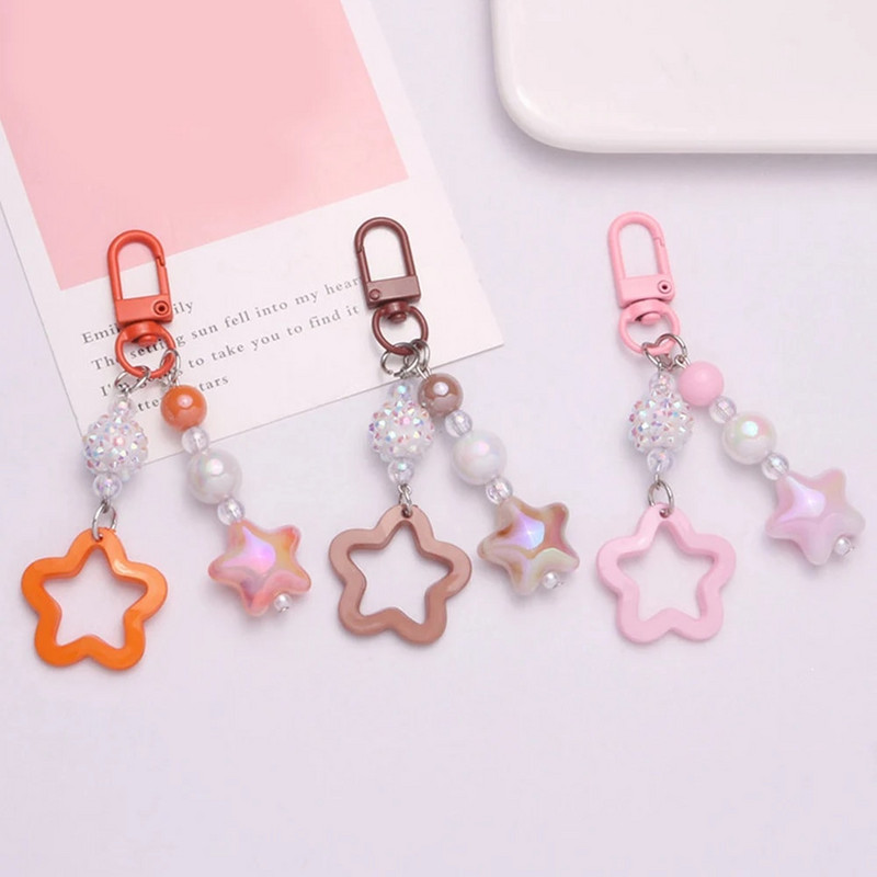 Star Charm Keychain Meiteņu mugursoma Charm Austiņu maciņš Aksesuārs Automašīnas atslēgu piekariņš Rotaslietas Dāvanu soma Gradienta Radošas dāvanas