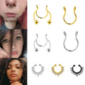 2022 Νέα Creative Punk Fake Piercing Μύτη Καρφιά σε σχήμα U Creative African NonPiercing Κλιπ μύτης Fake Hole Δαχτυλίδι μύτης 7 τεμαχίων