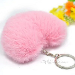 Pūkains pompons Atslēgu piekariņš Dāvanas sievietēm Mīksts Sirds formas Pompons Viltus trusis Atslēgu piekariņi Bumba Autosomas piederumi Atslēgu piekariņš