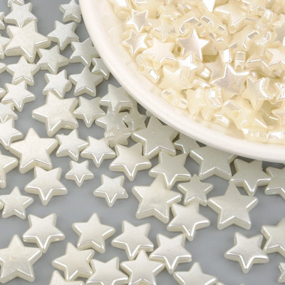 50Gb Baltas Pentagrammas krelles Zvaigznes Akrila Atstatnes Pērlītes Juvelierizstrādājumu izgatavošanai DIY Rokassprādzes Kaklarotas Aksesuāri Roku darbs 8-14mm